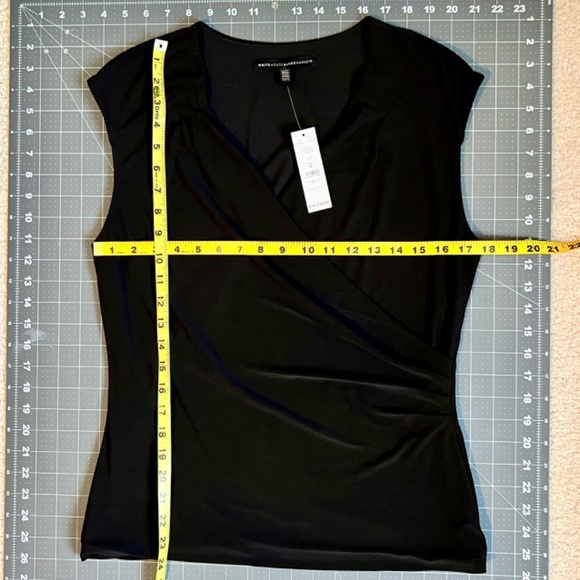 NWT WHBM Black Mock Wrap Blouse - Picture 2 of 10